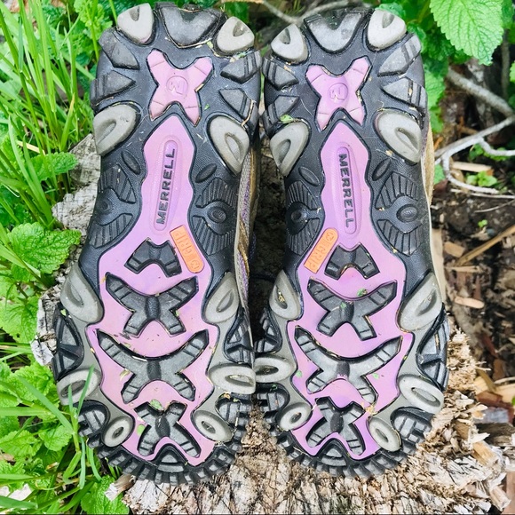 Merrell Brindle Mid Top Select Dry Grip Hiking Trail Shoes US 8 Olive & Lilac - Picture 10 of 11